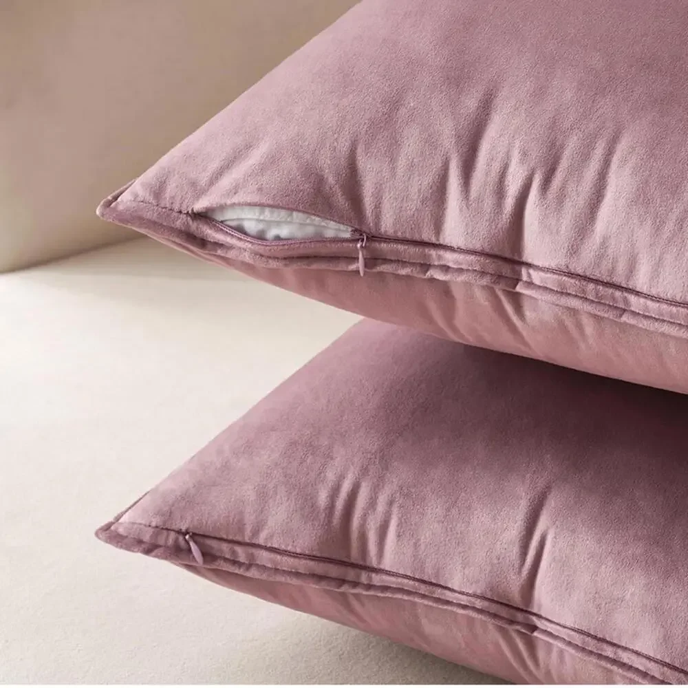 🆕 Dusty Pink VELVET Accent Pillow Covers Luxury High End Hotel Vibes 26” x 26”